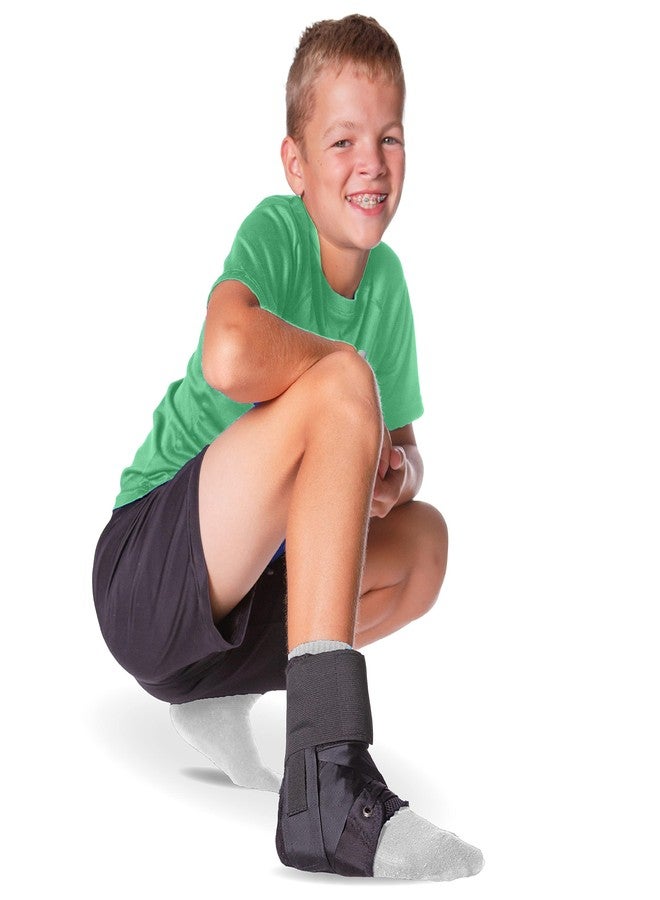 BraceAbility Lace Up Kids Ankle Brace - Pediatric Figure 8 Sprained Foot Support Wrap for Active Youth, Children in Sports, Basketball Protection, Gymnastics, Soccer, and Volleyball (XS) - Image 1