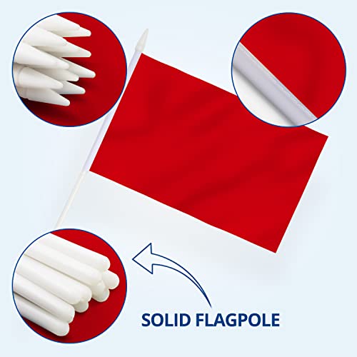 Anley Red Mini Flag 12 Pack - Hand Held Small Miniature Solid Red Blank Flags on Stick - Fade Resistant & Vivid Colors - 5x8 Inch with Solid Pole & Spear Top - Image 5