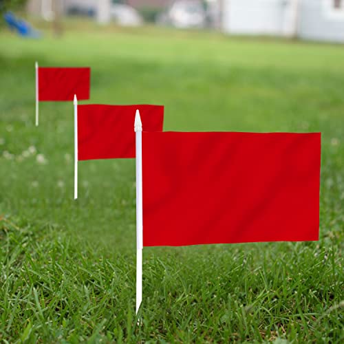 Anley Red Mini Flag 12 Pack - Hand Held Small Miniature Solid Red Blank Flags on Stick - Fade Resistant & Vivid Colors - 5x8 Inch with Solid Pole & Spear Top - Image 3