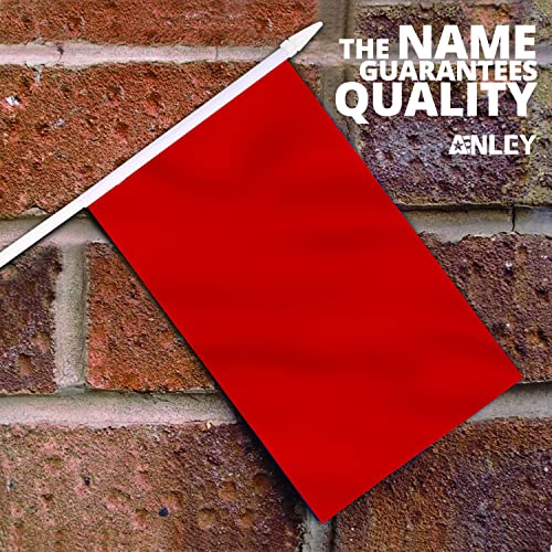 Anley Red Mini Flag 12 Pack - Hand Held Small Miniature Solid Red Blank Flags on Stick - Fade Resistant & Vivid Colors - 5x8 Inch with Solid Pole & Spear Top - Image 2