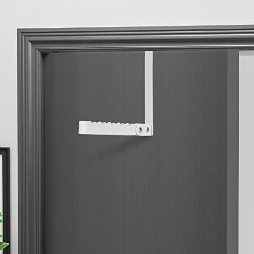 FYY خطافات FYY فوق الباب، 2 عبوة من حاملات الباب القابلة للطي، منظم فوق الباب لتوفير المساحة، حامل تخزين معلق للملابس والمعاطف والمناشف لغرفة النوم والحمام باللون الأبيض - Image 5