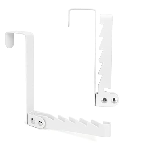FYY خطافات FYY فوق الباب، 2 عبوة من حاملات الباب القابلة للطي، منظم فوق الباب لتوفير المساحة، حامل تخزين معلق للملابس والمعاطف والمناشف لغرفة النوم والحمام باللون الأبيض - Image 1