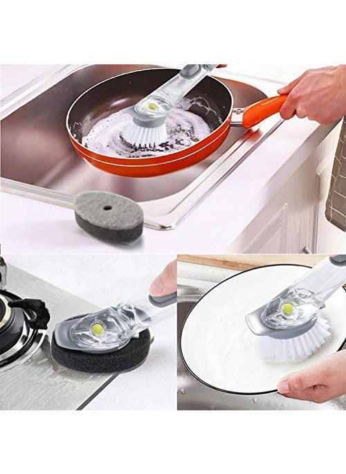 Shopfork Shopfork Soap Dispensing Dish Brush, Kitchen Scrub Brush for Pans Pots Sink Automatic Liquid Tank Kitchen Cleaning Wok Brush with Liquid Soap Dispenser (DECONTAMINATION Wok Brush)  - Image 2