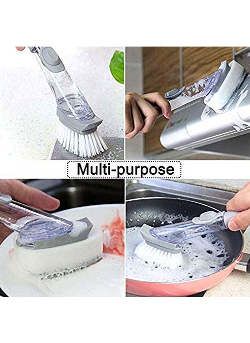 Shopfork Shopfork Soap Dispensing Dish Brush, Kitchen Scrub Brush for Pans Pots Sink Automatic Liquid Tank Kitchen Cleaning Wok Brush with Liquid Soap Dispenser (DECONTAMINATION Wok Brush)  - Image 3