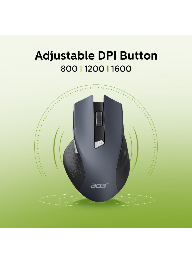 أيسر ماوس لاسلكي - مستقبل USB بتردد 2.4GHz، دقة قابلة للتعديل 1600 DPI، 6 أزرار، تصميم مريح للكمبيوتر/اللابتوب/الكمبيوتر المكتبي - أسود - Image 5
