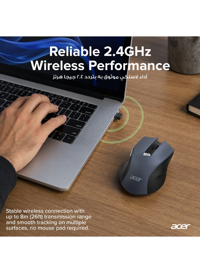 Acer Wireless Mouse - 2.4GHz USB Receiver, 1600 DPI Adjustable, 6 Buttons, Ergonomic Design for PC/Laptop/Desktop - Black black - Image 3