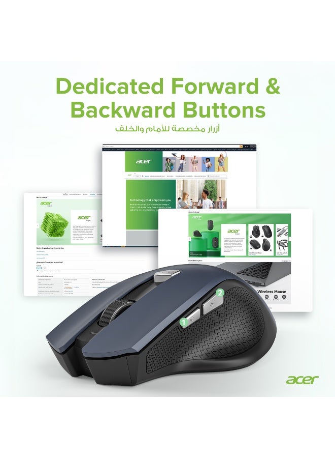Acer Wireless Mouse - 2.4GHz USB Receiver, 1600 DPI Adjustable, 6 Buttons, Ergonomic Design for PC/Laptop/Desktop - Black black - Image 4