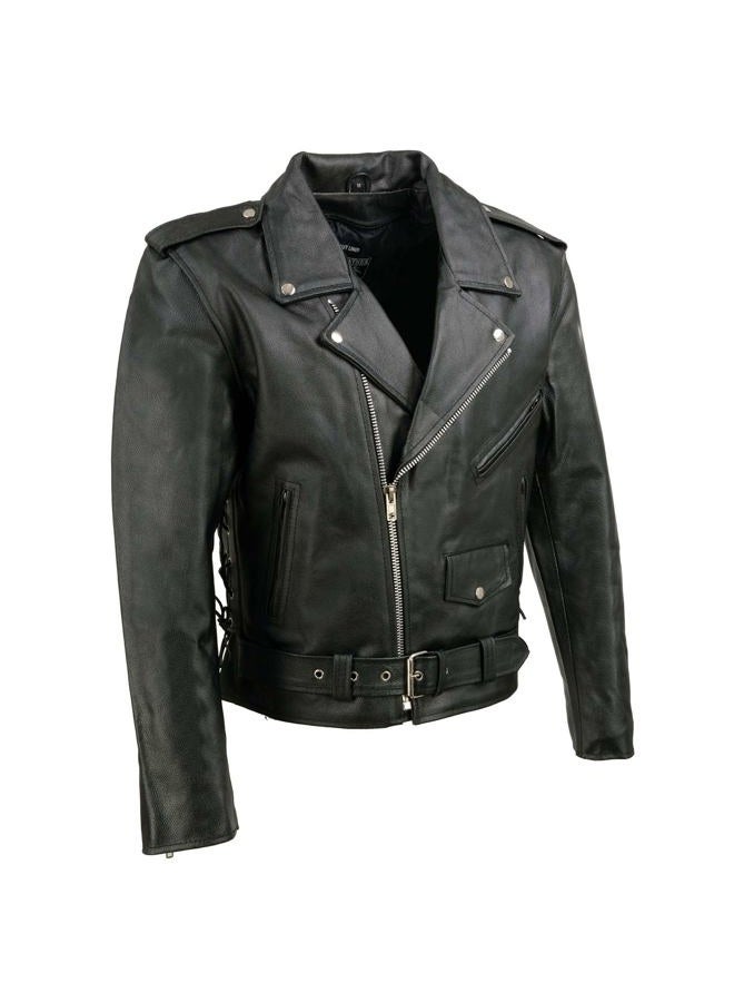 Event Leather EL5411 Men's Black Classic Side Lace Motorcycle Leather Jacket - 3X-Large - Image 1