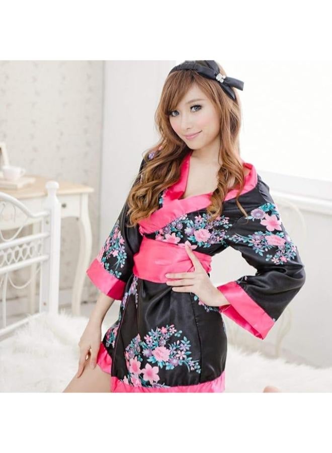 Women Japanese Cherry Floral Kimono Costume Lingerie Anime Cosplay Nightwear V Neck Robe NO: 49 - Image 1