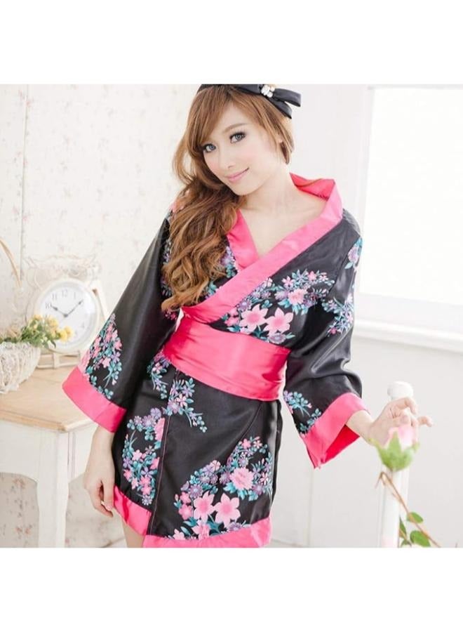 Women Japanese Cherry Floral Kimono Costume Lingerie Anime Cosplay Nightwear V Neck Robe NO: 49 - Image 3