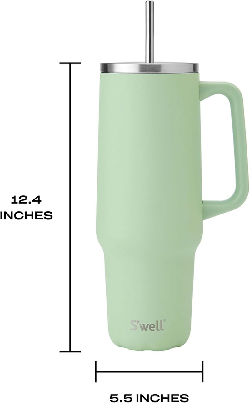 S'well Recycled Stainless Steel Tumbler XL with Straw and Handle, 40oz, Pistachio, Triple Layered Vacuum Insulated Containers Keeps Drinks Cold for 50 hours and Hot for 10 - Image 4