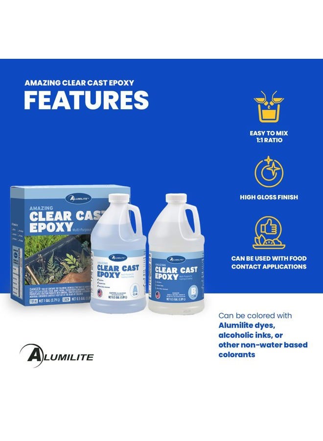 Alumilite Amazing Clear Cast [0.5 gal A + 0.5 gal B(1 Gallon) 2 Part Liquid Kit] High-Gloss Plastic Finish | Multi-Purpose Epoxy Resin for Casting & Coating Countertop, Wood Crafts & Encapsulation Art - Image 3