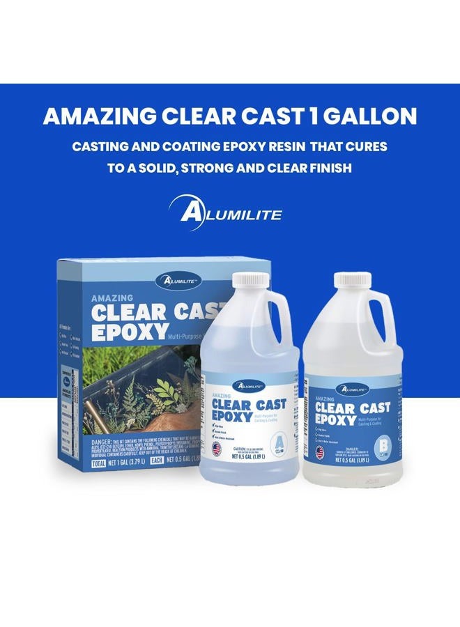 Alumilite Amazing Clear Cast [0.5 gal A + 0.5 gal B(1 Gallon) 2 Part Liquid Kit] High-Gloss Plastic Finish | Multi-Purpose Epoxy Resin for Casting & Coating Countertop, Wood Crafts & Encapsulation Art - Image 2