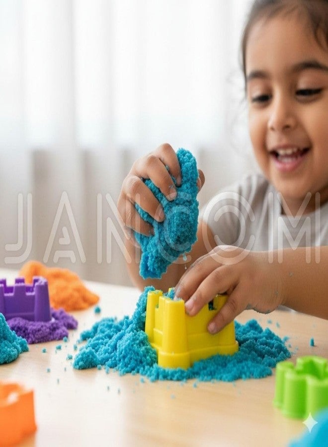 calldrishe Sand Activity Play Set Natural Sand Kit for Kids Toys | Craft Art Soft Clay Toys for Kids | Play Sand Bucket Activity Toy Kit with 5 Mold Beach Toys for Children (1 Kg) - Image 4