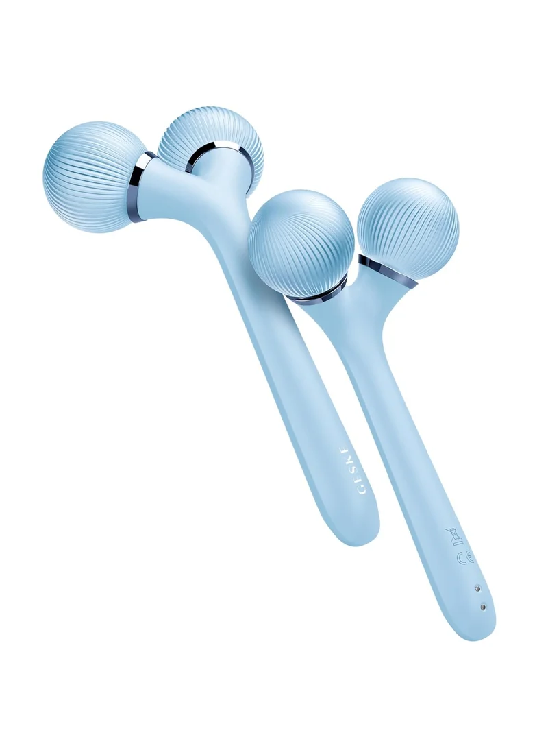 GESKE SmartAppGuided Sonic Facial and Body Roller 4 in 1 Device for Face and Body Dermaroll Professional Face Roller Tightens and Defines Body and Face - Aquamarine