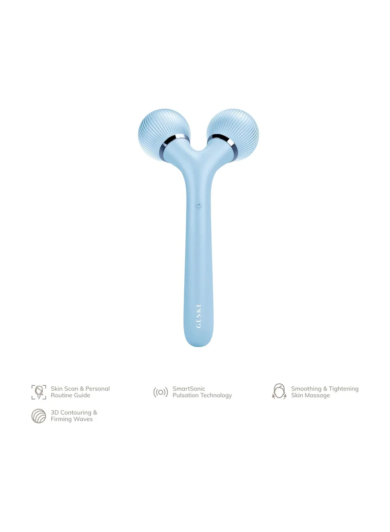 GESKE SmartAppGuided Sonic Facial and Body Roller 4 in 1 Device for Face and Body Dermaroll Professional Face Roller Tightens and Defines Body and Face - Aquamarine