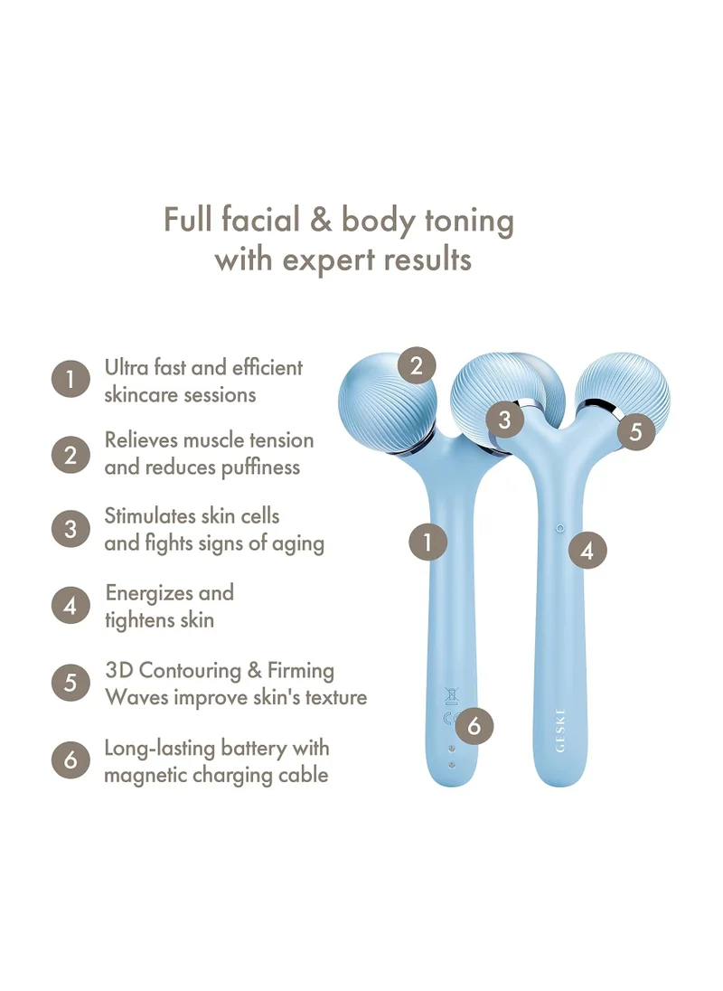 جيسكي SmartAppGuided Sonic Facial and Body Roller 4 in 1 Derma Roller Device for Face and Body Dermaroll Professional Face Roller Tightens and Defines Body and Face - Aquamarine