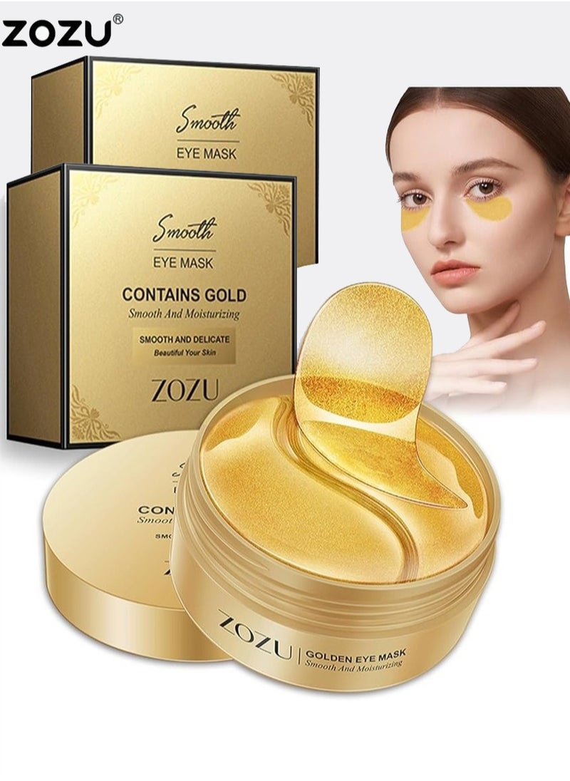 Zozu Pack Of 2 Smooth Eye Mask | Contains Gold | Smooth And Moisturizing Eye Patches For Dark Circles | Collagen Eye Bag Patches Removal Stickers | Hydrating Skincare| 30 Pairs X 2  - Image 1