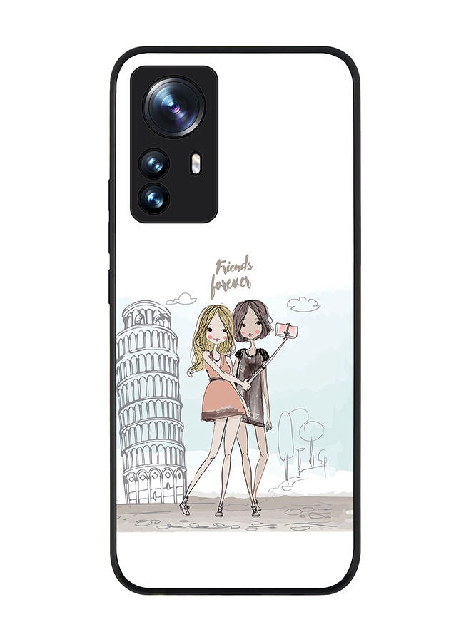 Stylizedd Rugged Black edge case for Xiaomi 12 Pro Slim fit Soft Case Flexible Rubber Edges Anti Drop TPU Gel Thin Cover - Friends Forever - Image 1