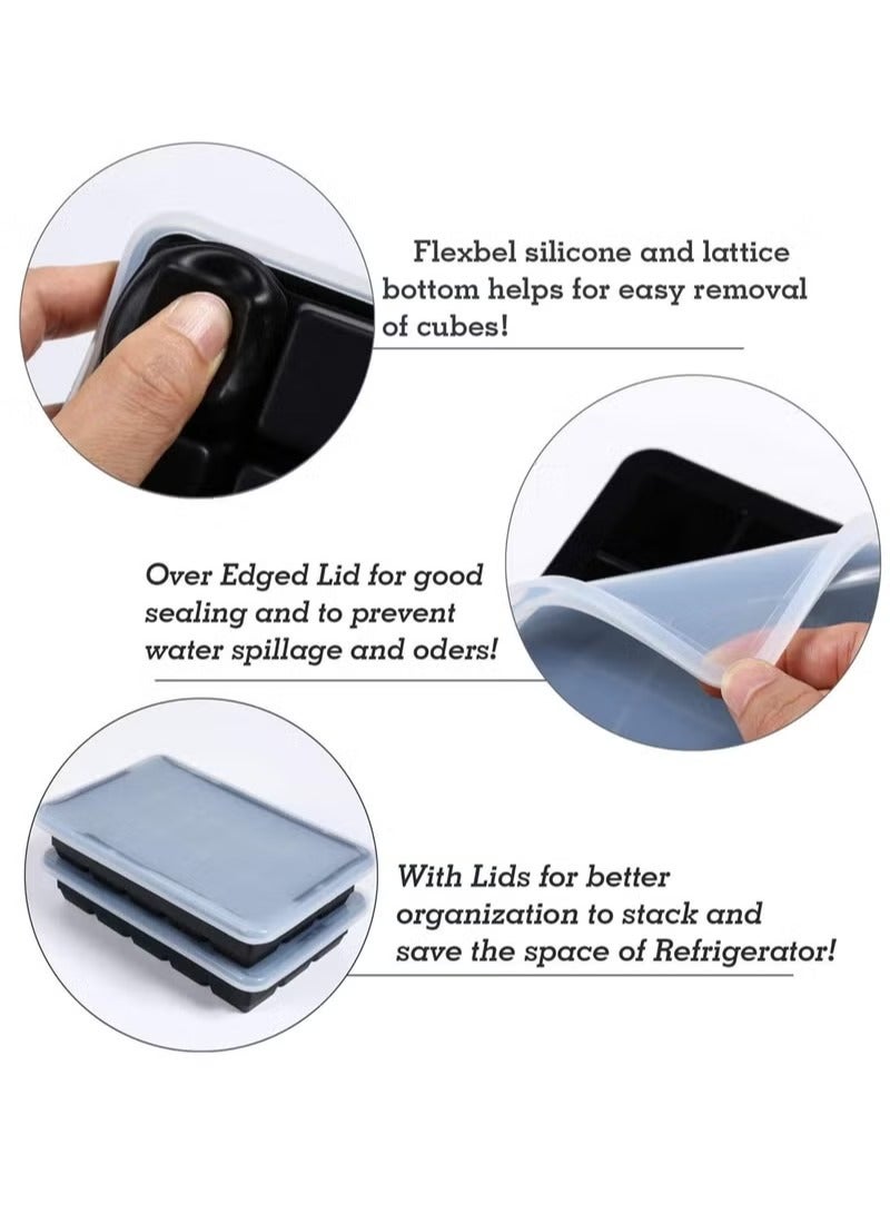 Red Leaf 2 Pack Ice Cube Trays, Silicone Square Ice Cube Molds with Spill-Proof Lids, Space Saving and Stackable Ice Cubes, LFGB Certified and BPA Free, Best for Refrigerator, Baby Food, Water, Beverages - Image 4