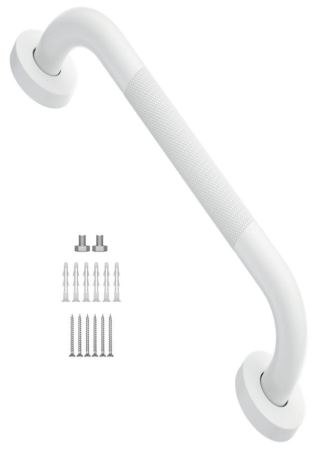 Munzong 12 Inch Anti Slip Shower Grab Bar Oil Rubbed White, Munzong Bathroom Grab Bar, Knurled Bathroom Balance Bar,Safety Hand Rail Support Handicap Elderly Injury Senior Assist Bath Handle - Image 1