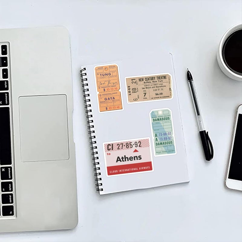 QTL Waterproof Travel Vinyl Stickers Pack for Laptop Kindle Scrapbooking (40 Pcs Boarding Pass Style) - Image 2