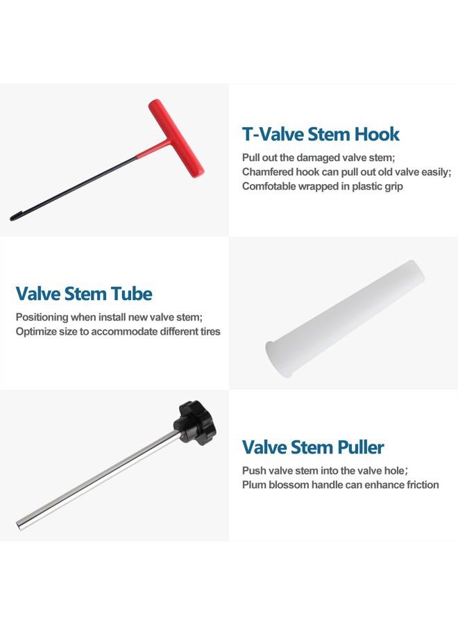 ZHSMS Valve Stem Core Removal Replacement Tool Kit, Tire Valve Stem Removal Tool and TR412, TR413, TR414 Tire Snap in Short Rubber Valve Stem, 4 Way Valve Core Remover(45 PCS) - Image 5