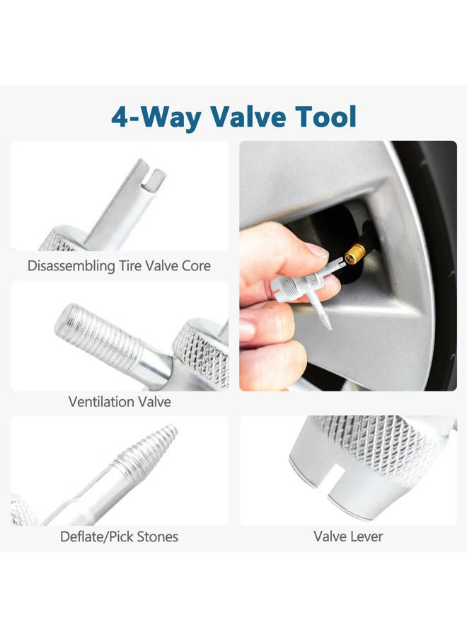 ZHSMS Valve Stem Core Removal Replacement Tool Kit, Tire Valve Stem Removal Tool and TR412, TR413, TR414 Tire Snap in Short Rubber Valve Stem, 4 Way Valve Core Remover(45 PCS) - Image 4