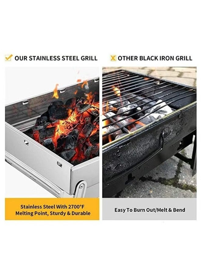 Folding Charcoal Barbecue Grill Stainless Steel Portable Travel with Legs Lightweight Foldable for Camping Picnic Outdoor - pzsku/Z70F0243B788862BFF77FZ/45/_/1734422522/d808646b-6c2c-45da-abbd-5ed1bf117c54