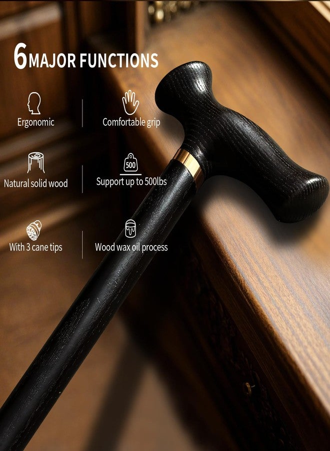ispuoocti Ergonomic Wooden Walking Cane with All Day Comfort Grip Handcrafted Natural Solid Wood Canes for Men and Women Ultra Light Canes for Seniors Support up to 500 lbs with Accessories (Ashwood) - Image 2