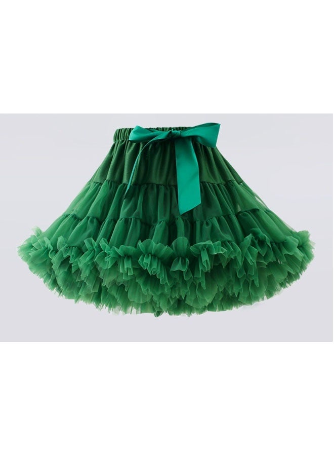 إيليلي تنورة أطفال منفوشة، تنورة قصيرة، تنورة توتو أميرة، لون أخضر داكن (مقاس صغير) - Image 4