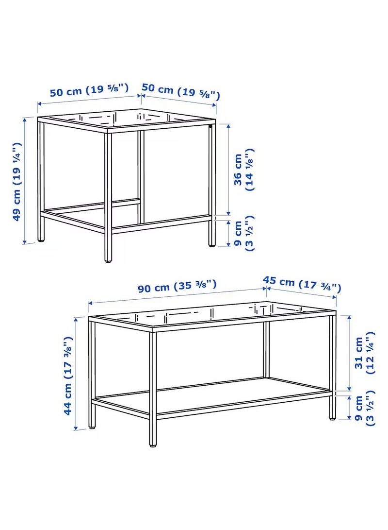 Generic 2-Piece Table For Bedroom , Living Area , Drawing room Various Size Table Set Black-Brown With Glass 90x50 cm  - Image 4