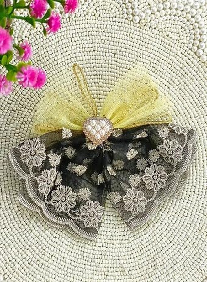 Ashkash Mesh Net Embroidery Bow Hair Clip - Elegant Decorative Hairpin for Girls | Photography Prop & Fashion Accessory - Multicolor (1 Pc) - Image 4
