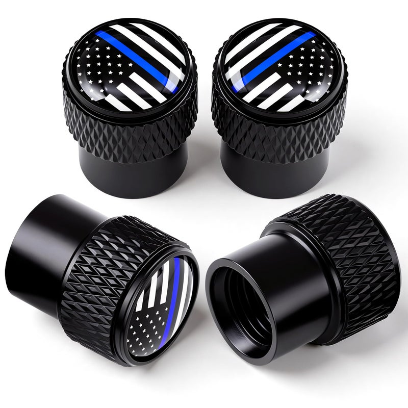 MEAJOO 4 PCS American Flag Tire Valve Stem Caps Corrosion Resistant Premium Aluminum Alloy Valve Stem Covers Universal Dust Proof Stem Covers for Cars SUVs Motorcycles Bicycles Black - Image 3