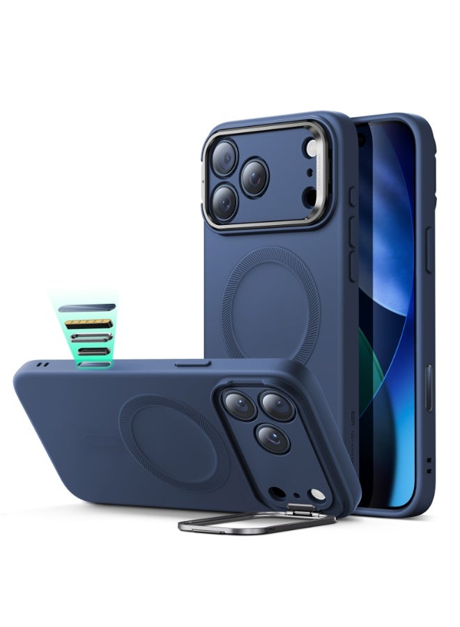 اي اس ار ESR Silicone Case for iPhone 17 Pro, Built-in Camera Stash Stand Compatible with MagSafe, Military-Grade Drop Protection Magnetic Phone Case for iPhone 17 Pro, Cloud Series, Navy Blue Navy Blue - Image 1