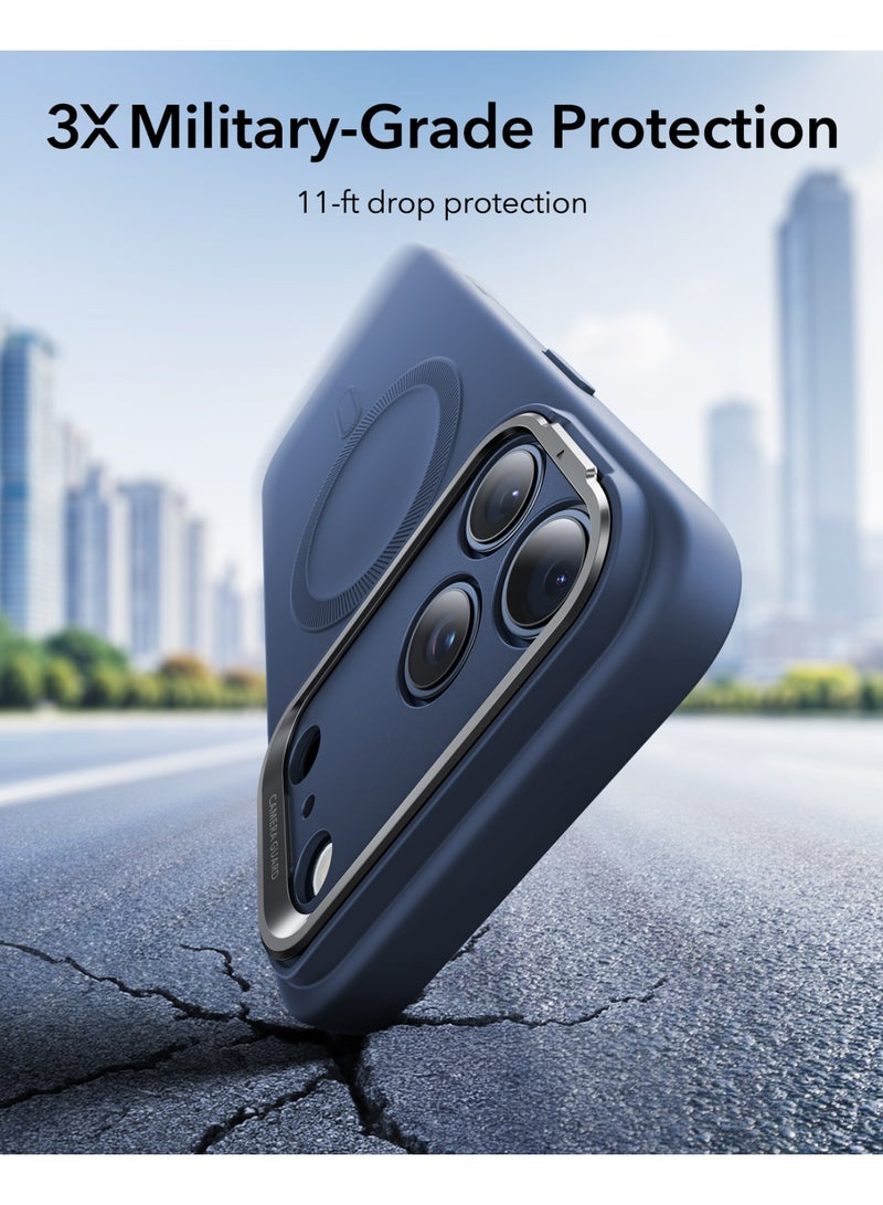 اي اس ار ESR Silicone Case for iPhone 17 Pro, Built-in Camera Stash Stand Compatible with MagSafe, Military-Grade Drop Protection Magnetic Phone Case for iPhone 17 Pro, Cloud Series, Navy Blue Navy Blue - Image 5
