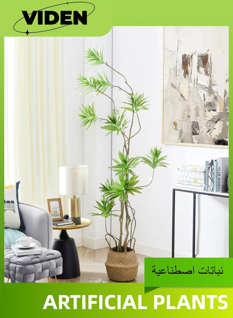 Viden 150 CM Artificial Tree Fake Flower Pot Fake Tree Decoration Green Belt Realistic Lily Bamboo Plastic Pot Home Decoration Office Indoor Outdoor Balcony Living Room  - Image 1