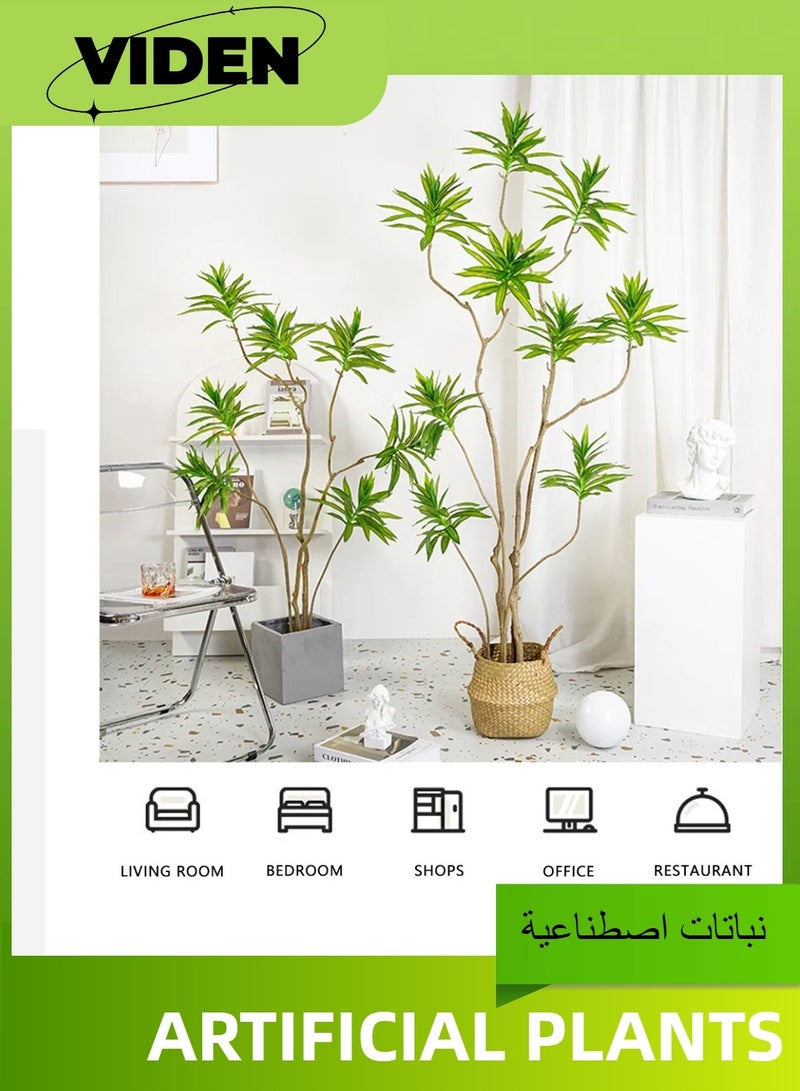 Viden 150 CM Artificial Tree Fake Flower Pot Fake Tree Decoration Green Belt Realistic Lily Bamboo Plastic Pot Home Decoration Office Indoor Outdoor Balcony Living Room  - Image 3