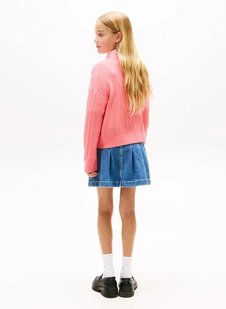 TOMMY HILFIGER Kids Pointelle Cable Cardigan