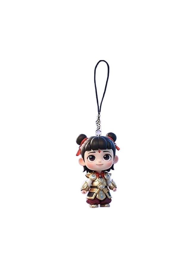 HMTYQNB 4 Nezha Ao Bing keychains, acrylic keychains of animated movies, mobile phone charms and bag accessories, suitable as gifts for cartoon lovers  - Image 2