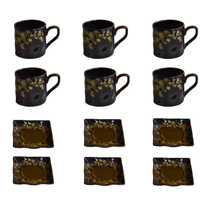 CERAMIC TEA CUPS AND SAUCERS 6 CUPS 140 ML AND 6 SAUCERS