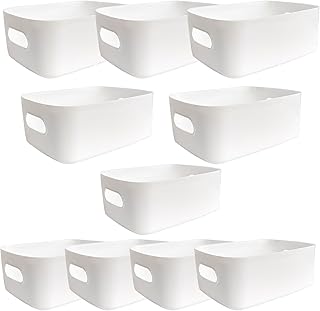 Rainmae Rainmae 10 Pack Plastic Storage Bins and Baskets, White Storage Bin Pantry Organizer Bins, Storage Baskets Storage  - Image 1