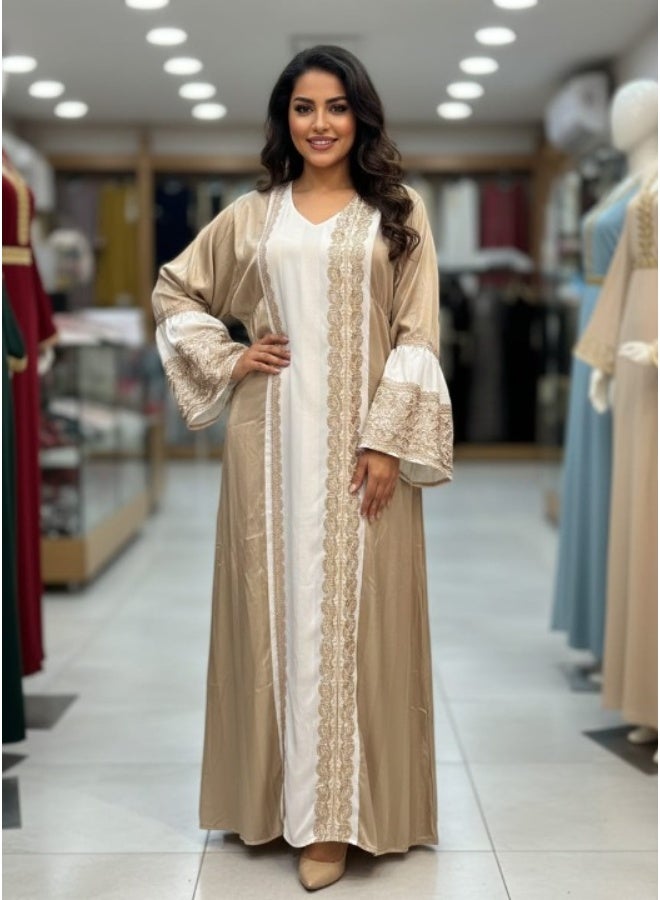 عباية نسائية مطرزة من الكتان – للخروج والاستقبال – فاخرة ومريحة – تصميم أنيق للمحجبات - Image 3