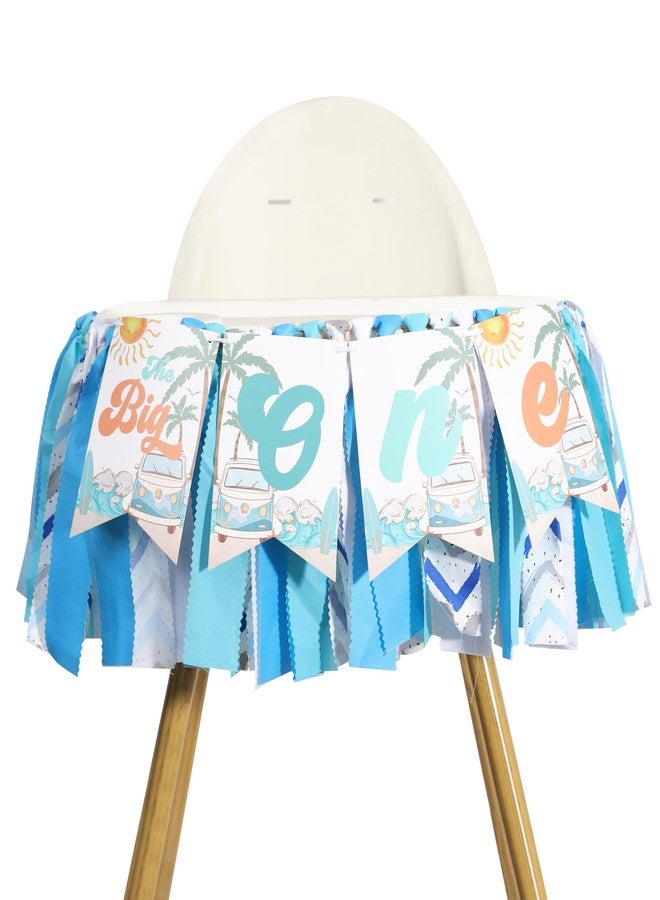WAWOO Big One Highchair Banner for 1st Birthday,First Birthday Banner for Baby Boys, Blue Highchair Banner, Pool Party Decorations for Kids Birthday, Cake Smash Photo Props - Image 1