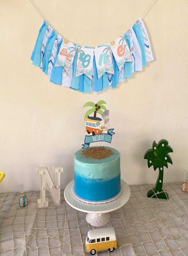 WAWOO Big One Highchair Banner for 1st Birthday,First Birthday Banner for Baby Boys, Blue Highchair Banner, Pool Party Decorations for Kids Birthday, Cake Smash Photo Props - Image 4