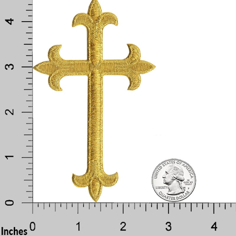 Laughing Lizards Gold Cross Patch (2-Pack) Religious Iron On Patches Embroidered Patch Applique - Embellishments for Clothing, Jackets, Backpacks, and Decorations (Gold Cross) - Image 2