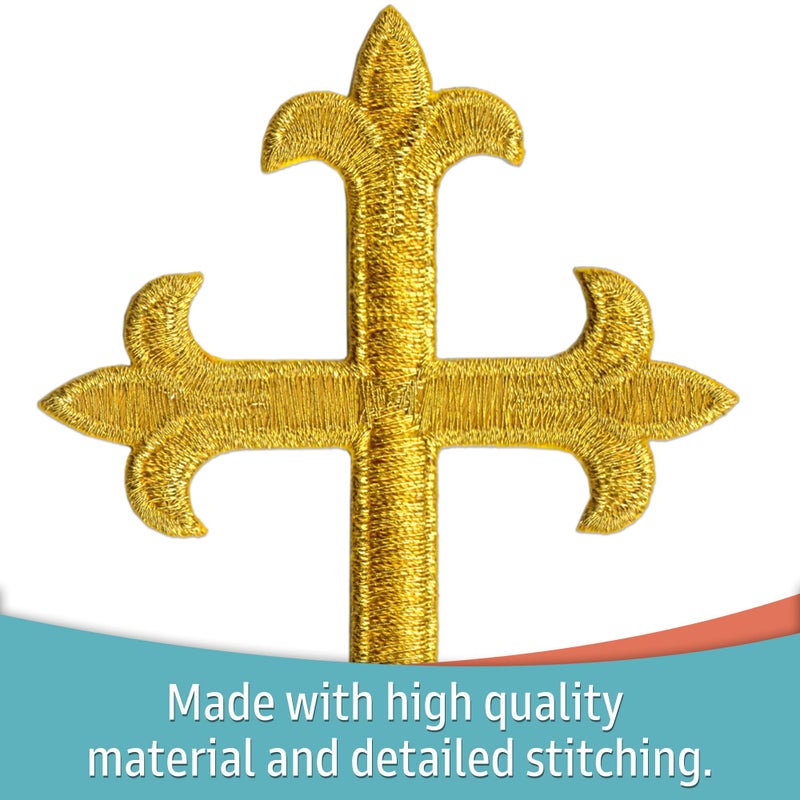 Laughing Lizards Gold Cross Patch (2-Pack) Religious Iron On Patches Embroidered Patch Applique - Embellishments for Clothing, Jackets, Backpacks, and Decorations (Gold Cross) - Image 4