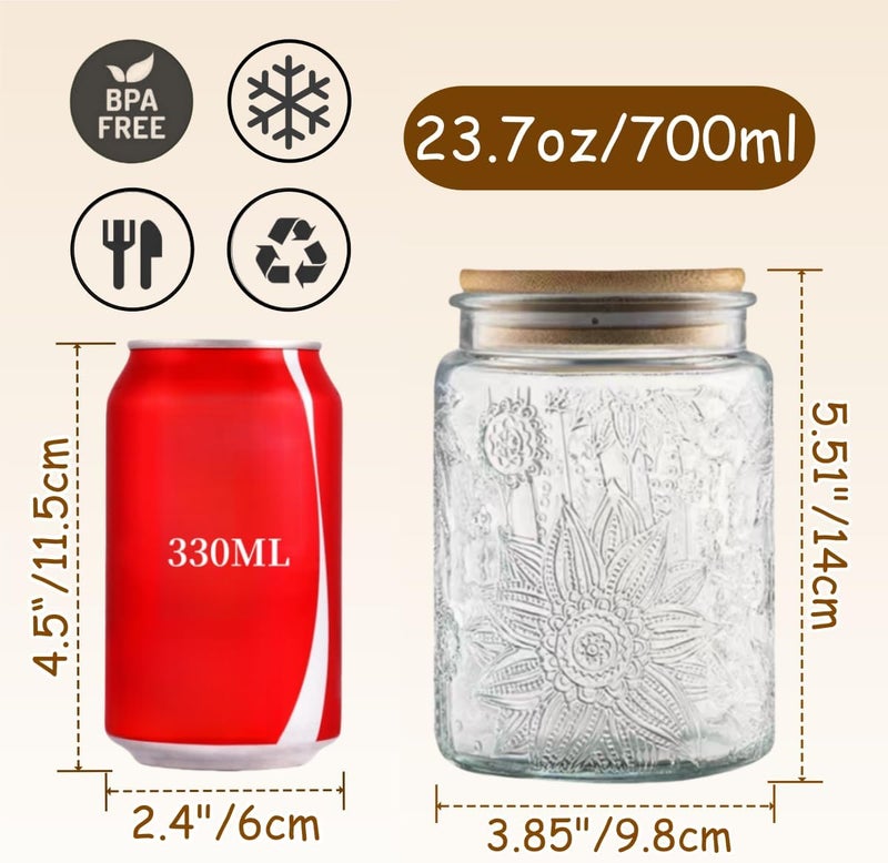 ANSQU Vintage Glass Jar with Lid, 23.7oz Airtight Glass Storage Canister Glass Food Storage Containers for Kitchen Counter, Pantry, Decorative Jar for Coffee, Tea, Sugar, Candy Cute Jar - Image 2