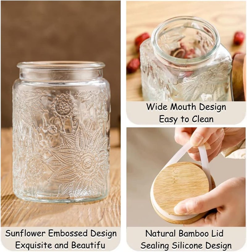 ANSQU Vintage Glass Jar with Lid, 23.7oz Airtight Glass Storage Canister Glass Food Storage Containers for Kitchen Counter, Pantry, Decorative Jar for Coffee, Tea, Sugar, Candy Cute Jar - Image 3