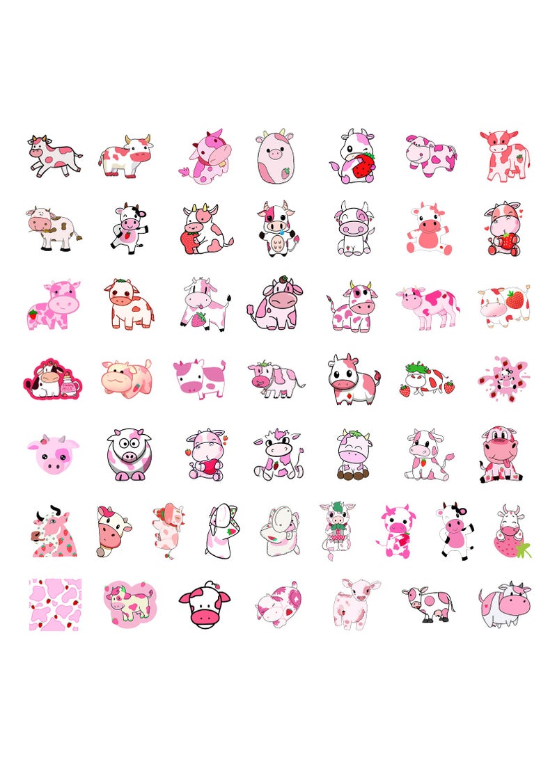 ORAINBOW 50 Pieces Strawberry Cow Stickers Not Repeating Vinyl Decal Waterproof Stickers for Computer Luggage Skate Guitar Phone Bottle Refrigerator Stickers for Kids Teens Boys Girls - Image 2